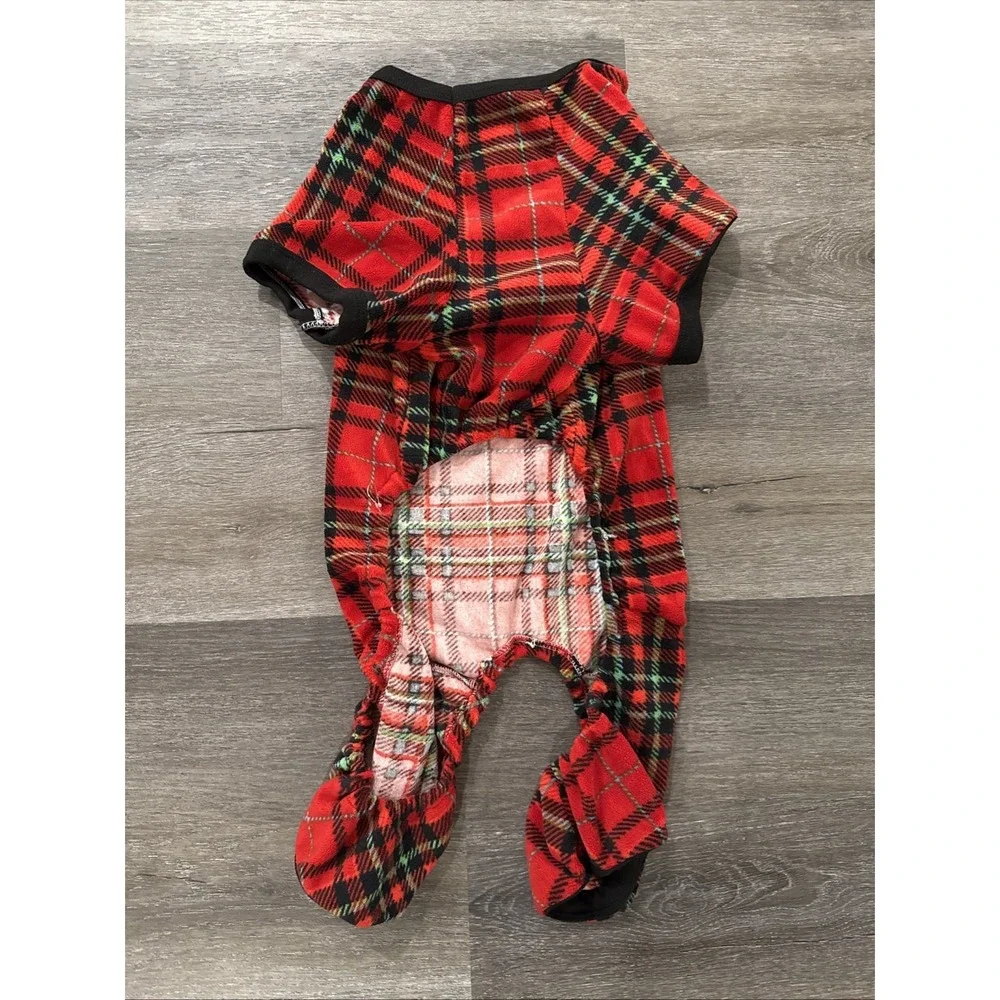Size Medium Fleece‎ Christmas Pet Pajamas Red Plaid NWOT Holiday Pet Wear